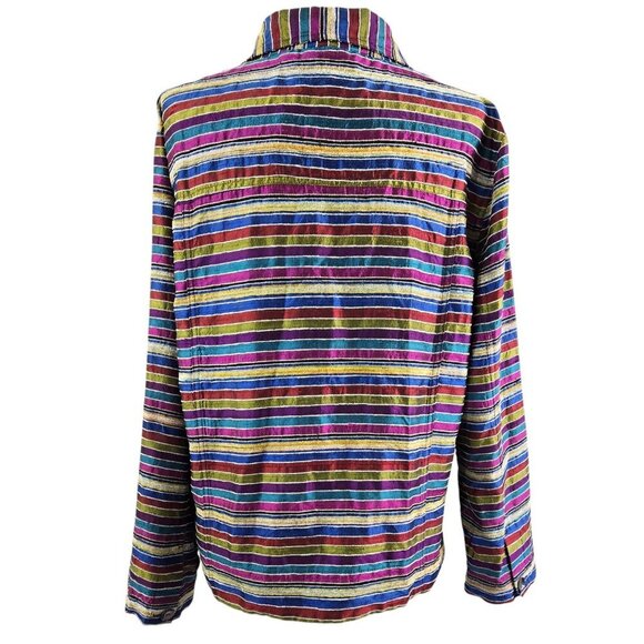 Vintage Chico's Design Silk Blend Multicolor Stripe Textured Jacket Eclectic - Picture 2 of 8